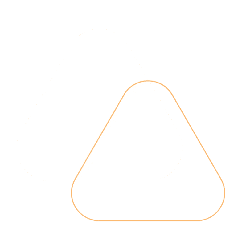 A triangle logo with an orange background.
